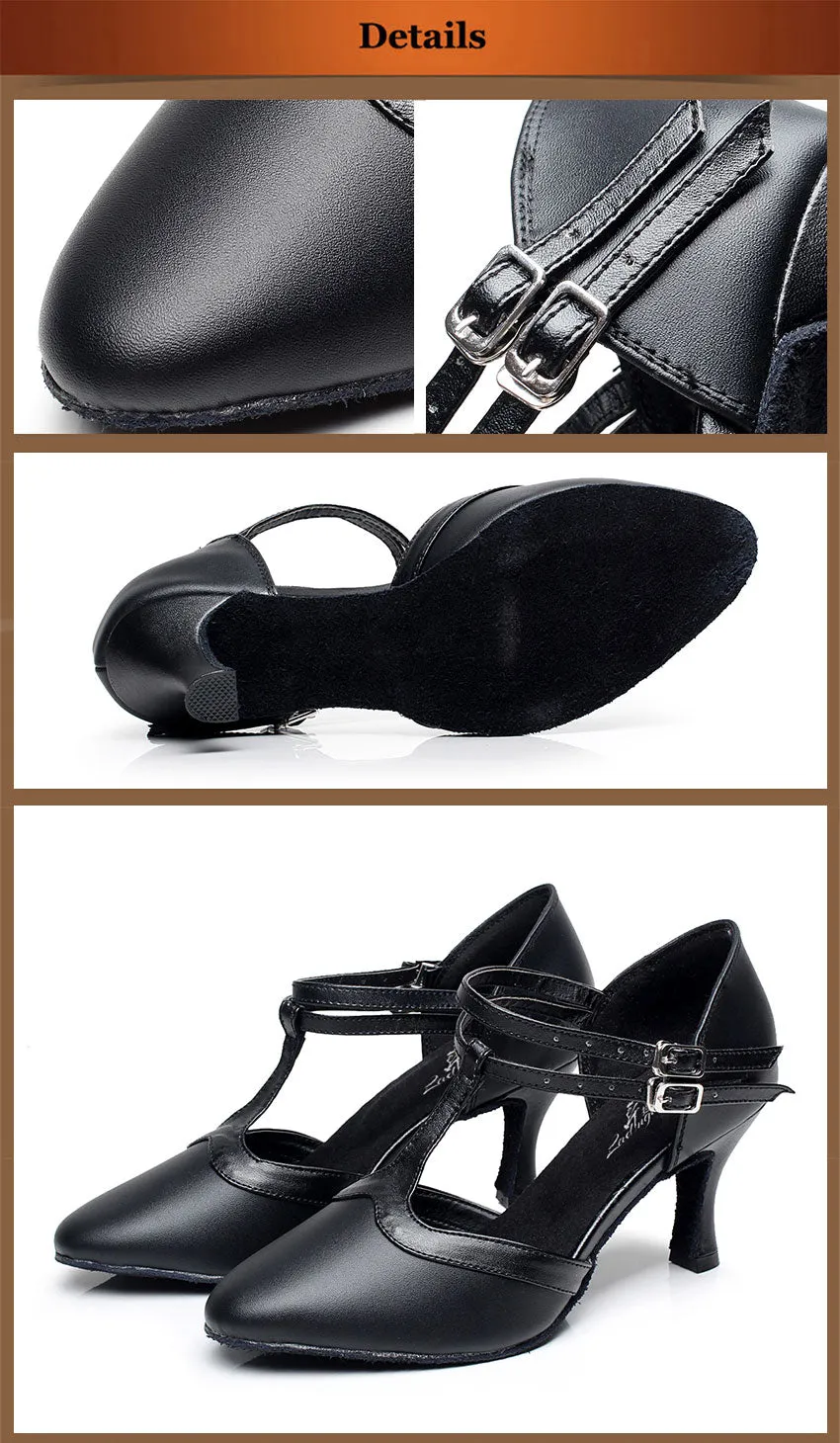 #B660 Microfiber Synthetic Leather Closed Toe Ballroom -Salsa -Tango -Latin Dance Shoes Heels 6cm/7.5cm